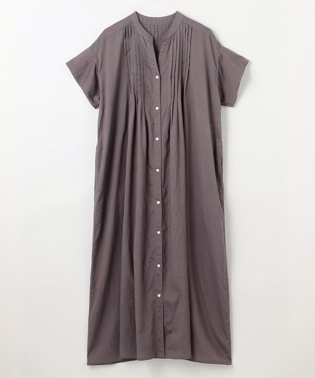 ANY L ピンタックデザインシャツワンピース チャコール