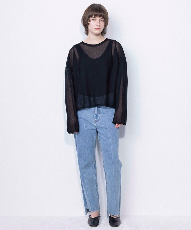 NAVE 【ReNAVE・洗える】シアーニット ロングスリーブ ブラック系