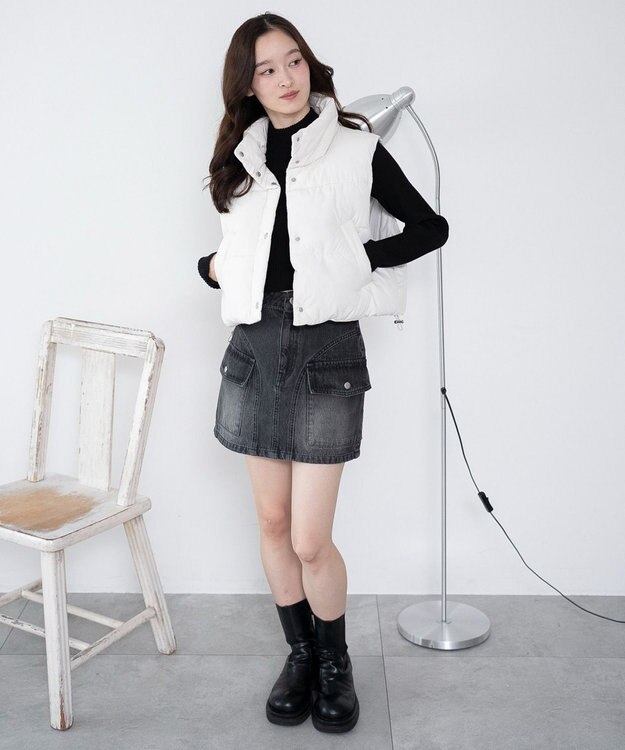 WEGO 【2025年秋冬新作】リブハイネックショートニット ブラック