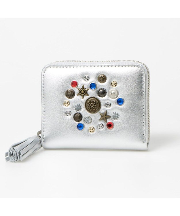 UNBILLION ペルケ perche / マルチスタッズ・ジャバラカードウォレット シルバー