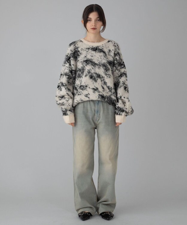 WEGO 【ユニセックス着用ITEM/ウエスト調整可】ストレートデニムパンツ デニム淡加工色