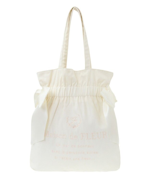 Maison de FLEUR EC限定 キャンバスダブルリボントートバッグ Ivory