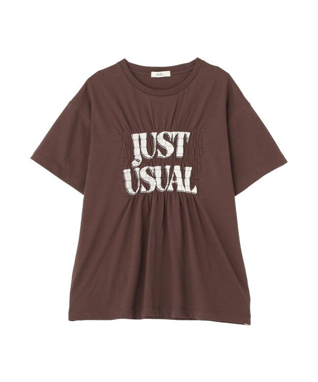earth music&ecology シャーリングロゴTシャツ Brown