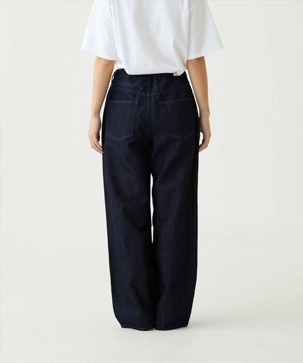 caqu FS linen wide boy`s コットンリネンワイドストレートデニム rinse