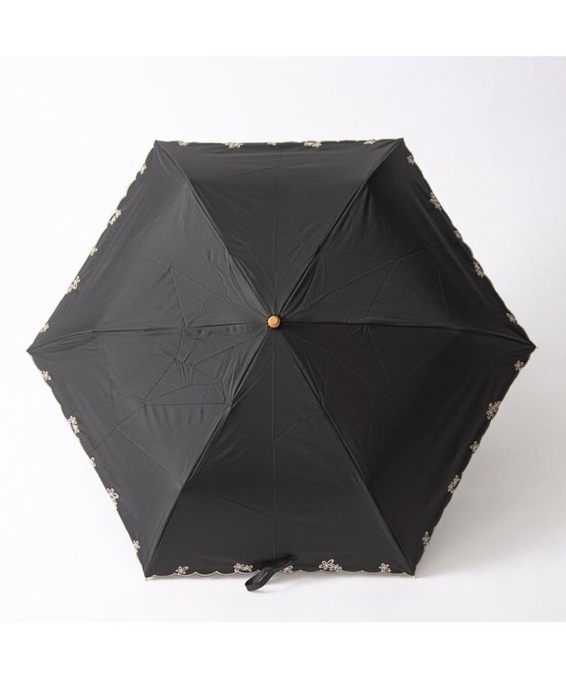 UNBILLION カシュネ cachenez / 【晴雨兼用】【日傘】 【UV カット率99.999.9％以上】PUプチフラワー刺繍ミニ折りたたみ傘 ブラック