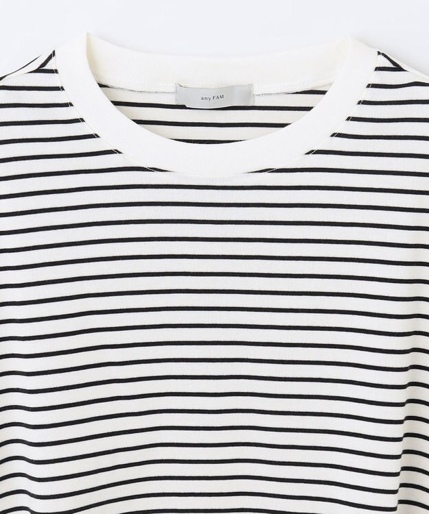 ANY 【接触冷感】クロップド丈半袖Tシャツ ボーダー
