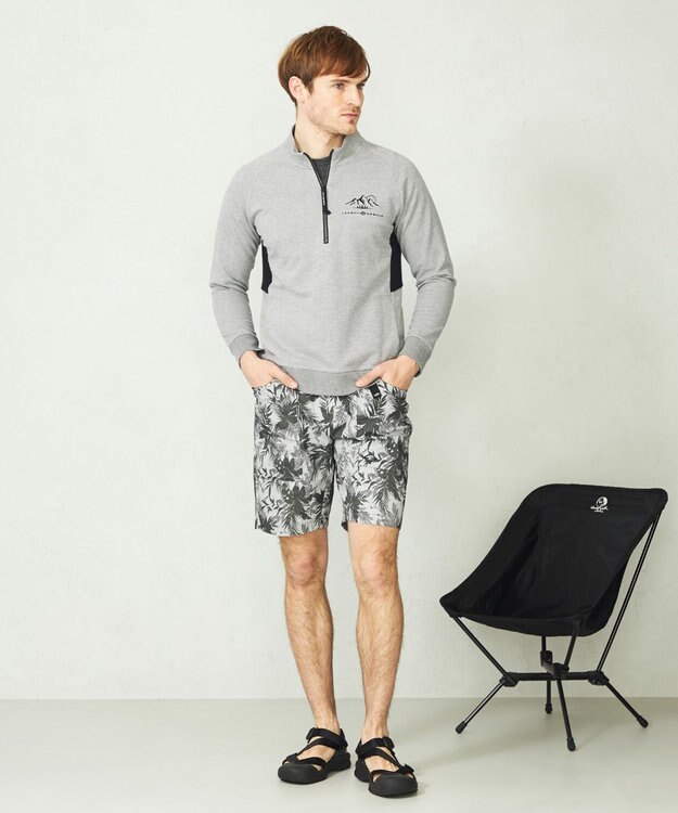 JOSEPH ABBOUD MOUNTAIN 【UNISEX】オーガニックコットン ビンテージインレーハーフZIP ライトグレー系