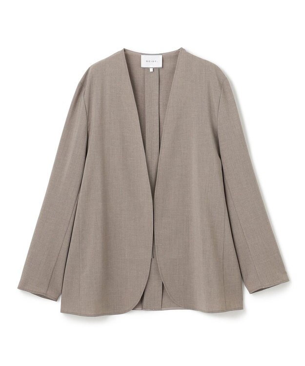 BEIGE， 【洗える/接触冷感/速乾/UVケア対応・Precious 8月号掲載】BATEAU / ボタンレスノーカラジャケット Taupe