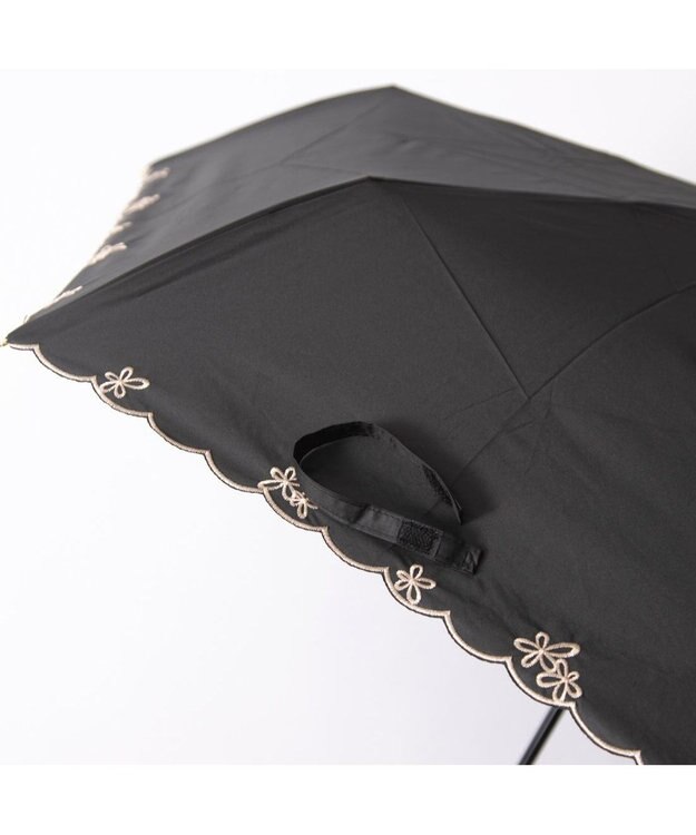 UNBILLION カシュネ cachenez / 【晴雨兼用】【日傘】 【UV カット率99.999.9％以上】PUプチフラワー刺繍ミニ折りたたみ傘 ブラック
