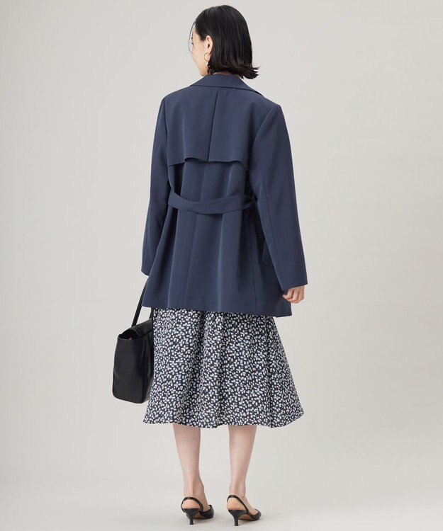 自由区 【洗える】エアフロートレンチ コート ネイビー