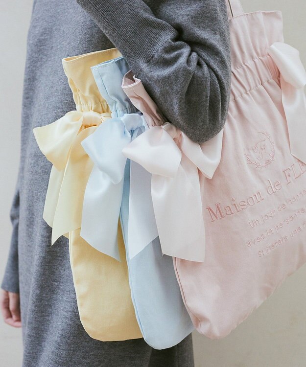 Maison de FLEUR EC限定 キャンバスダブルリボントートバッグ Light Blue