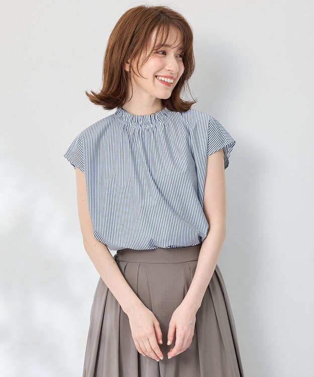 ANY 【抗菌防臭/速乾/手洗い可】エニィファンクション ノースリーブブラウス ブルーロンスト