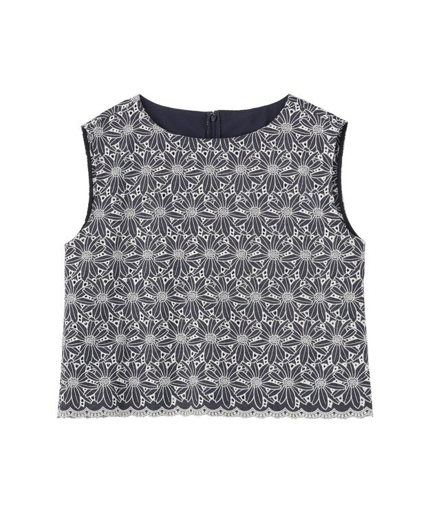 YECCA VECCA フラワーレースブラウス Navy