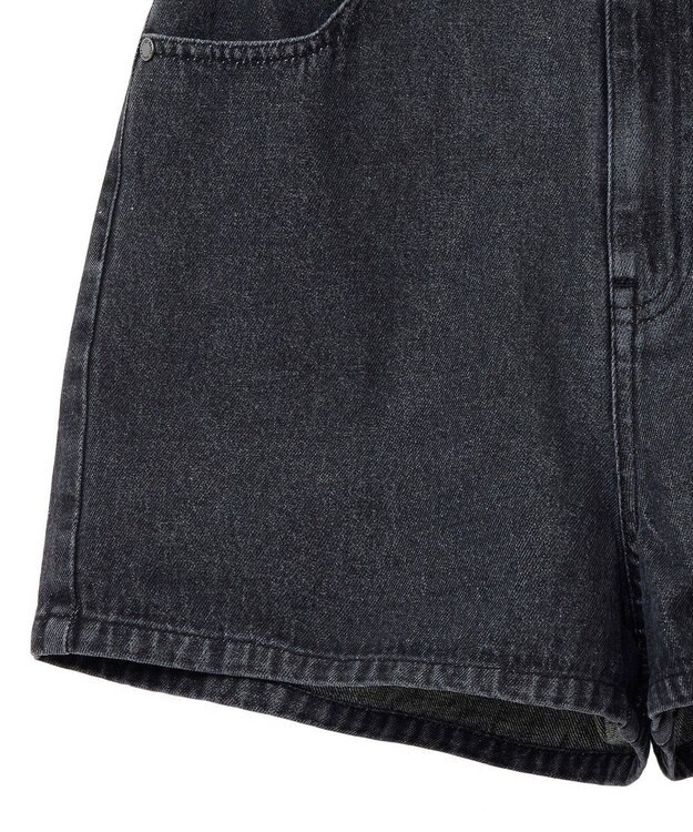 earth music&ecology フリンジロゴデニムショートパンツ Black