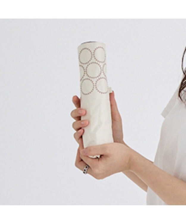 MOONBAT 晴雨兼用日傘 折りたたみ傘 まるボーダー／遮光 遮熱 UV オフホワイト