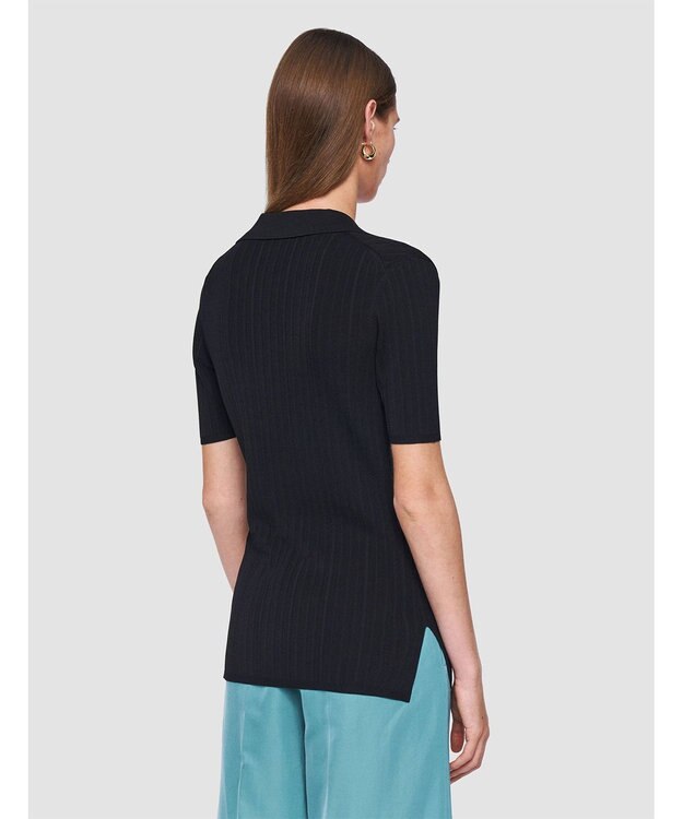JOSEPH 【洗える】ヴィスコースリブ　ニットポロトップ Black