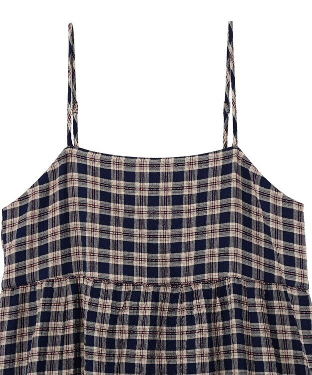 earth music&ecology シャーリングラメチェックキャミワンピース Navy