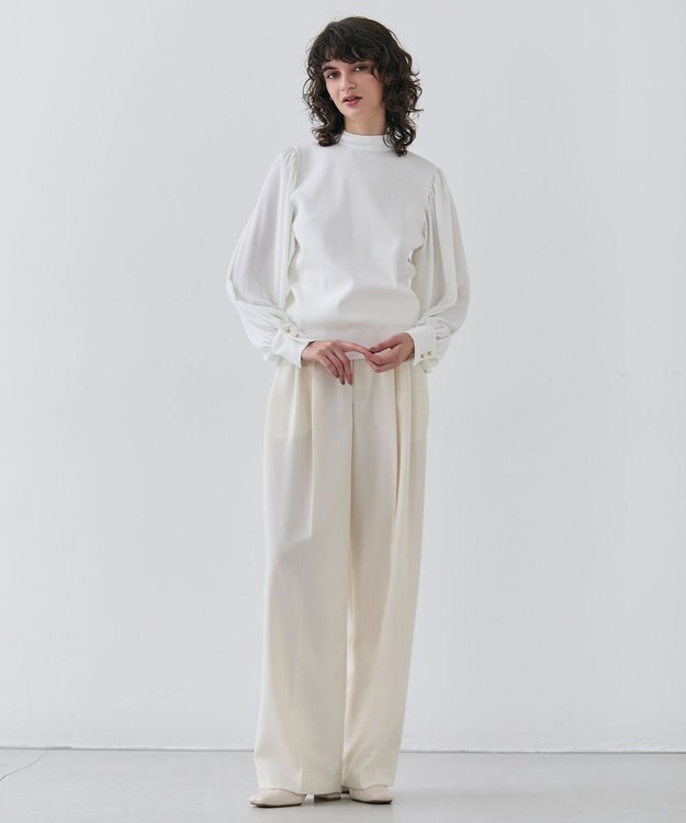 BEIGE， 【洗える・Precious3月号掲載】PROTEA / 異素材バックタイディティールニット Ecru