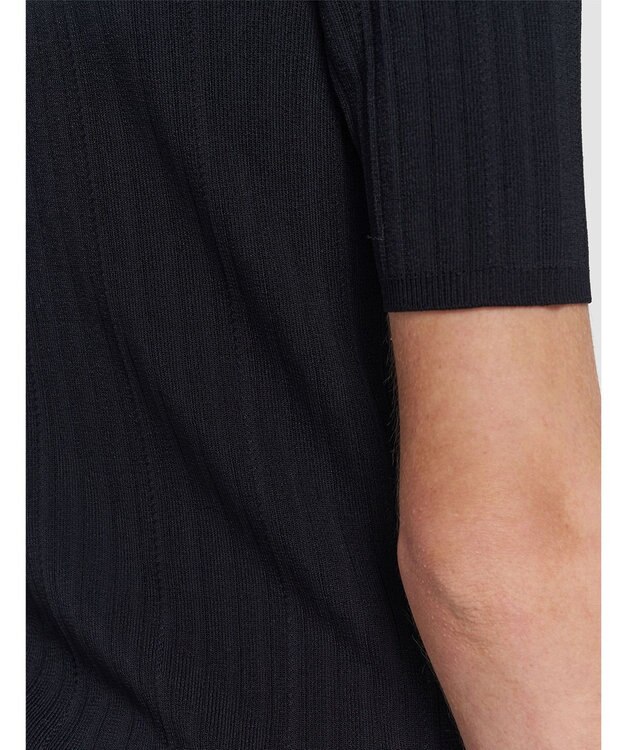 JOSEPH 【洗える】ヴィスコースリブ　ニットポロトップ Black