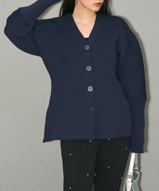 Green Parks リブニットカーディガン Navy