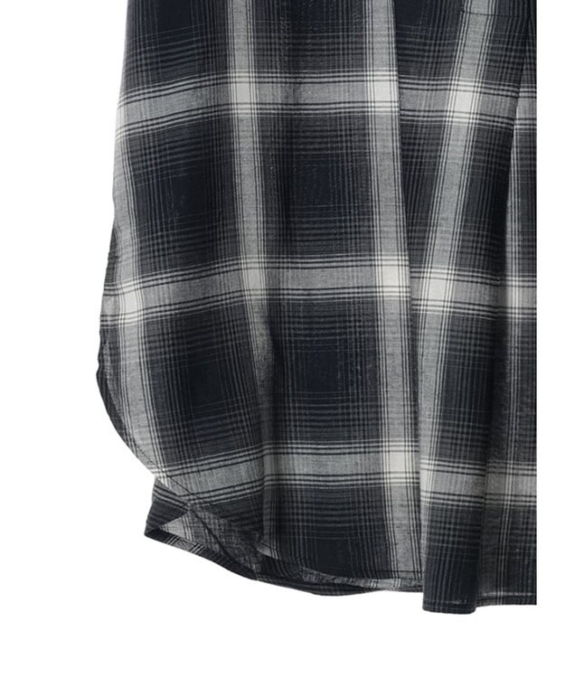 Green Parks リネンレーヨン前立てブラウス Check