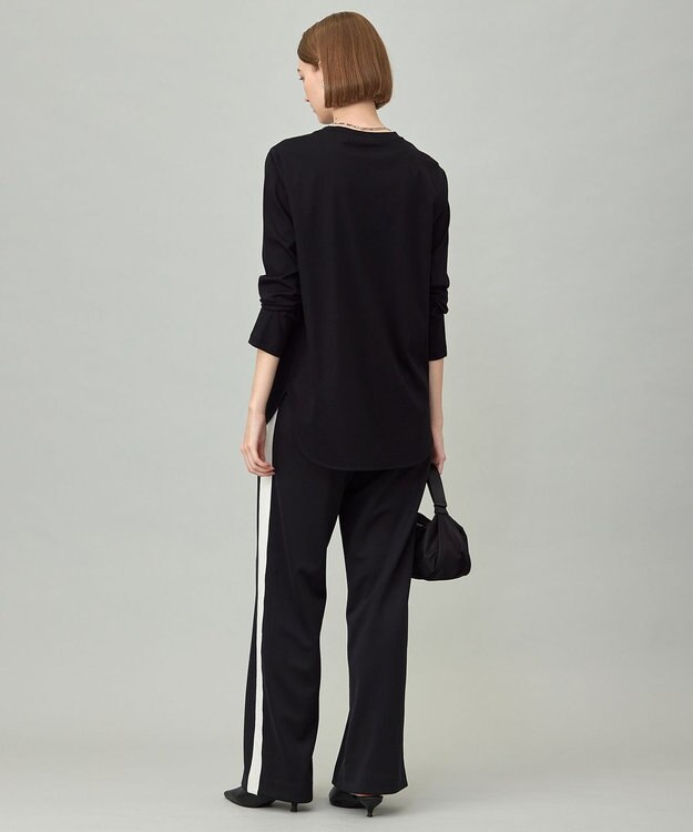 ICB L 【マシンウォッシャブル可】シンプルジャージー ロングスリーブTシャツ ブラック系