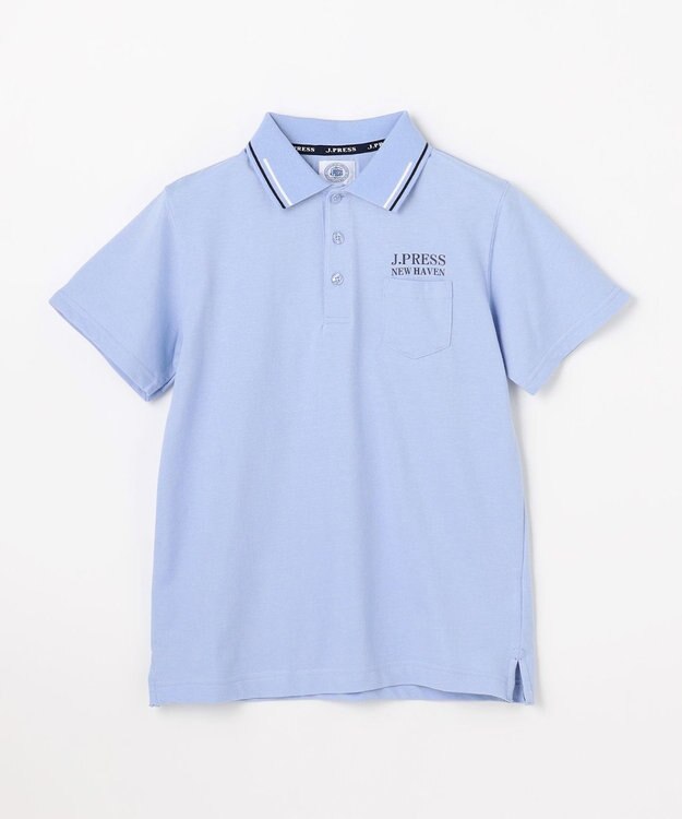 J.PRESS KIDS 【140-170cm】ダブルライン カラー 半袖ポロシャツ ライトブルー