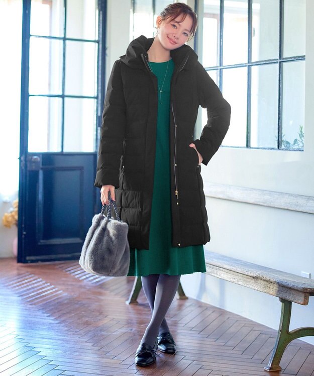 Tiaclasse L 【洗える】リブ切替デザインニットワンピース グリーン