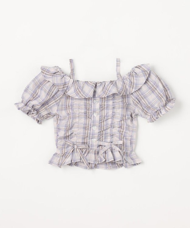 ANY KIDS 【洗濯機可能】2WAY チェックブラウス ブラウン