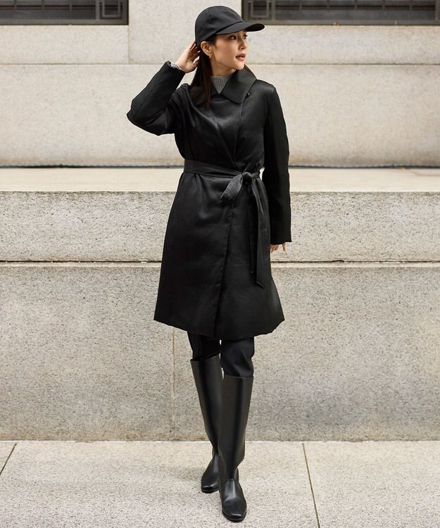 自由区 L 【19号サイズまで展開】TRギャバ裏起毛テーパード パンツ ブラック