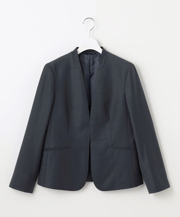 J.PRESS LADIES L 【セットアップ対応】BAHARIYE1 ノーカラー ジャケット ネイビーピンヘッド系