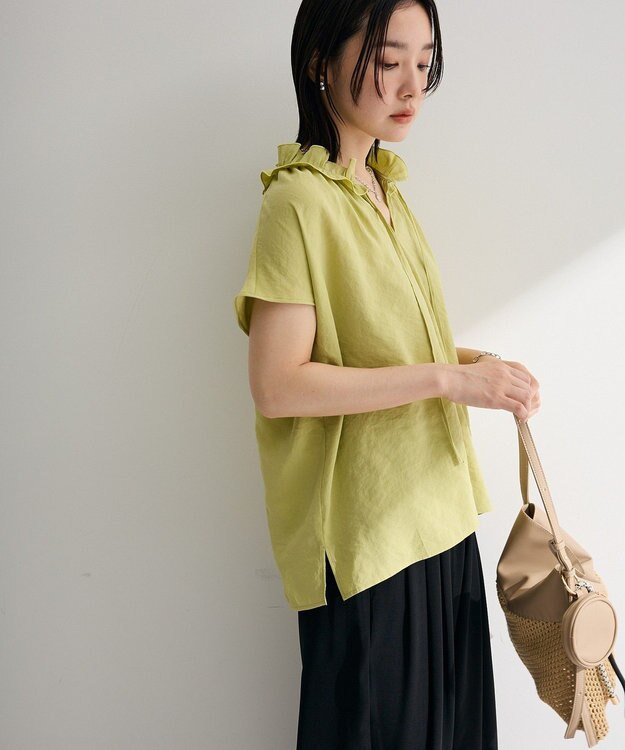 Green Parks 衿フリルブラウス Lime Green