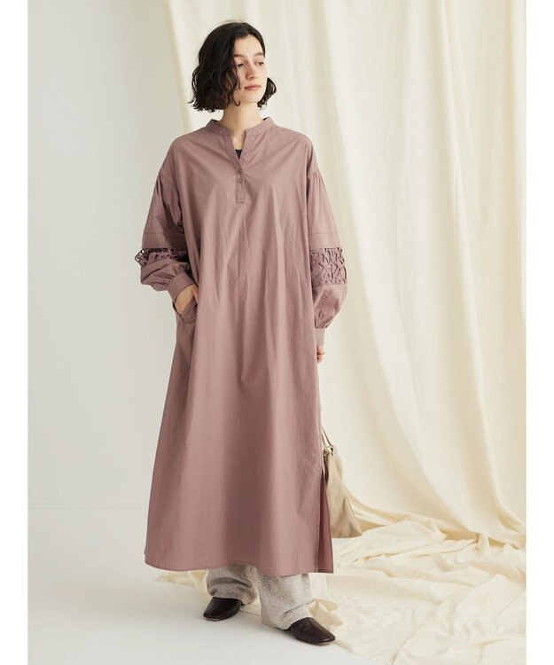 CRAFT STANDARD BOUTIQUE 袖レース使いワンピース Mocha