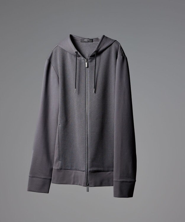 JOSEPH HOMME 【オリジナル素材 】ライトタックジャージー   ジップアップフーディー グレー系