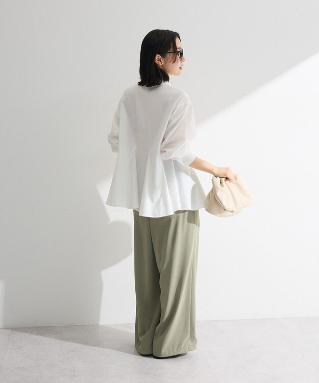 Green Parks スウィッチングペプラムシャツ Off White