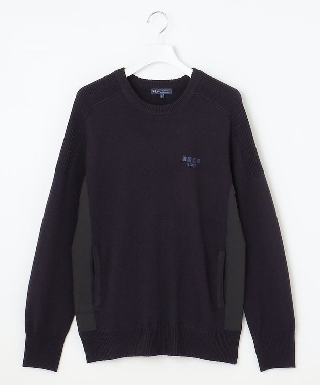 23区GOLF 【MEN】【ウォッシャブル】サドルショルダー クルーニット ネイビー系