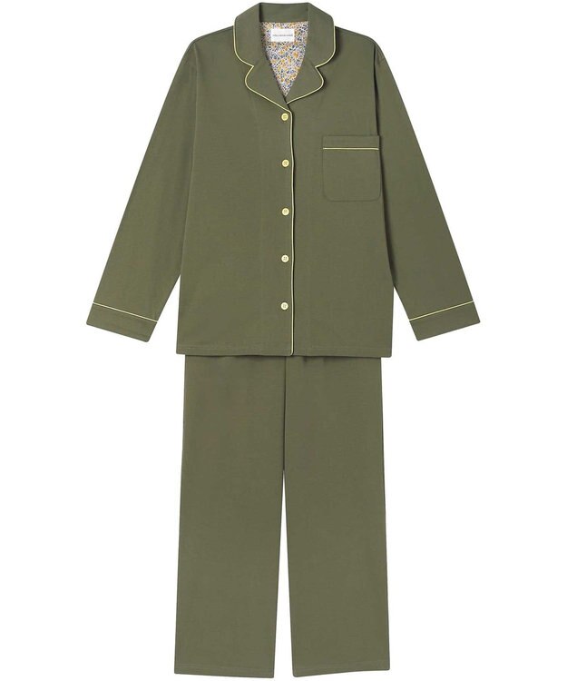 une nana cool 【綿100%】なめらかハイゲージ天竺パジャマ MADE WITH LIBERTY FABRIC オリーブ