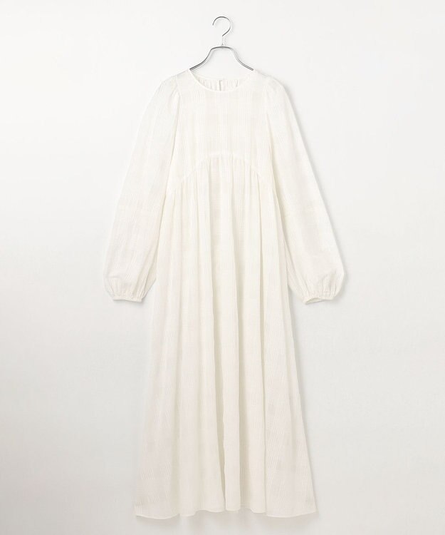 #Newans シアーチェックボリュームワンピース ホワイト