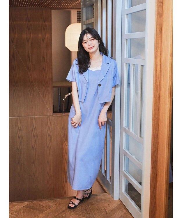 earth music&ecology リサイクルポリエステルブレンドキャミワンピース Sax