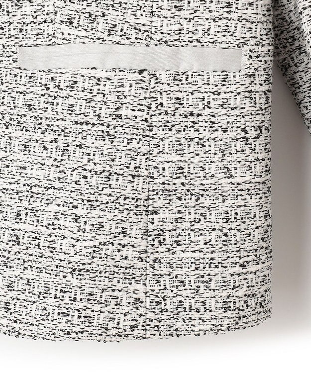 23区 S 【セットアップ対応】シャインツイードストレッチ ノーカラー ジャケット モノトーン