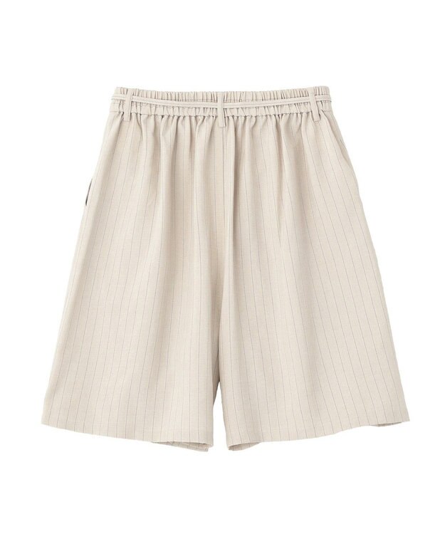 earth music&ecology 【セットアップ対応】ウエストリボンバミューダパンツ Stripe Ivory