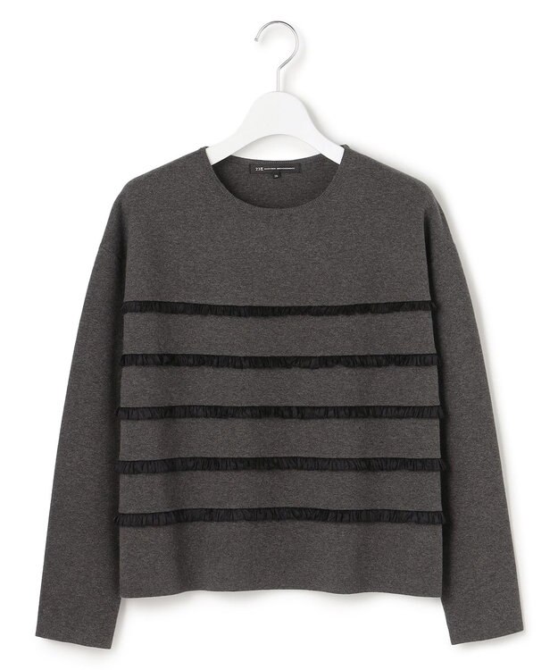 23区 L 【WEB&一部店舗限定/滝沢眞規子さん着用】フリルボーダー ニット グレー系