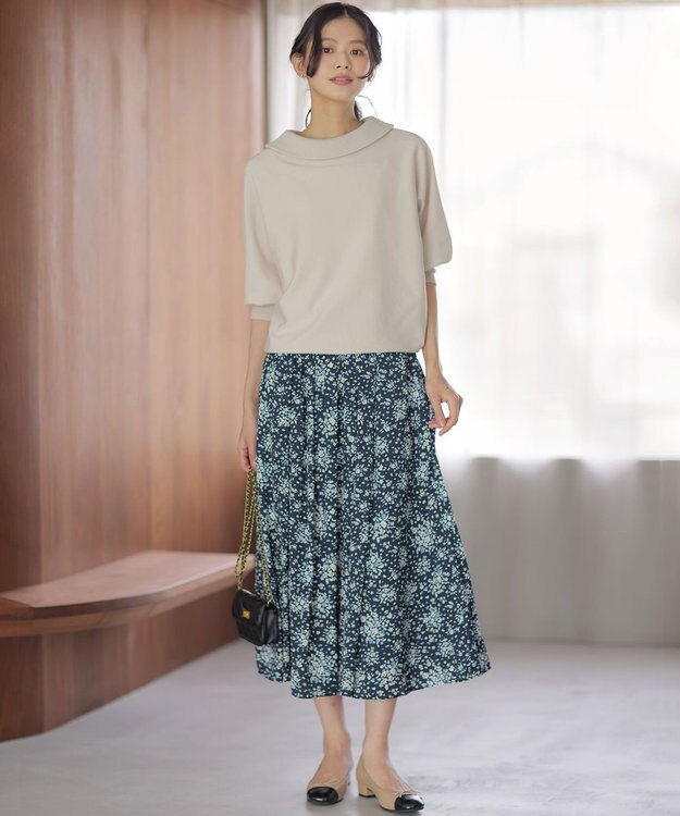 組曲 L 【加藤ローサさん着用・新色追加・前後着用可】スムースストレッチロールネック ニット ピンクベージュ系