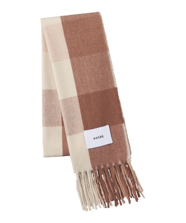 MOONBAT estaa とろーりマフラー クリーミーチェック／手洗い可 キャメル