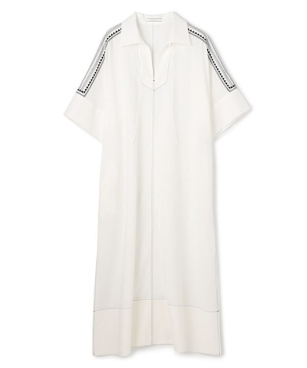 BEIGE， AXI / 刺繍ステッチ ドルマンロングドレス Ecru