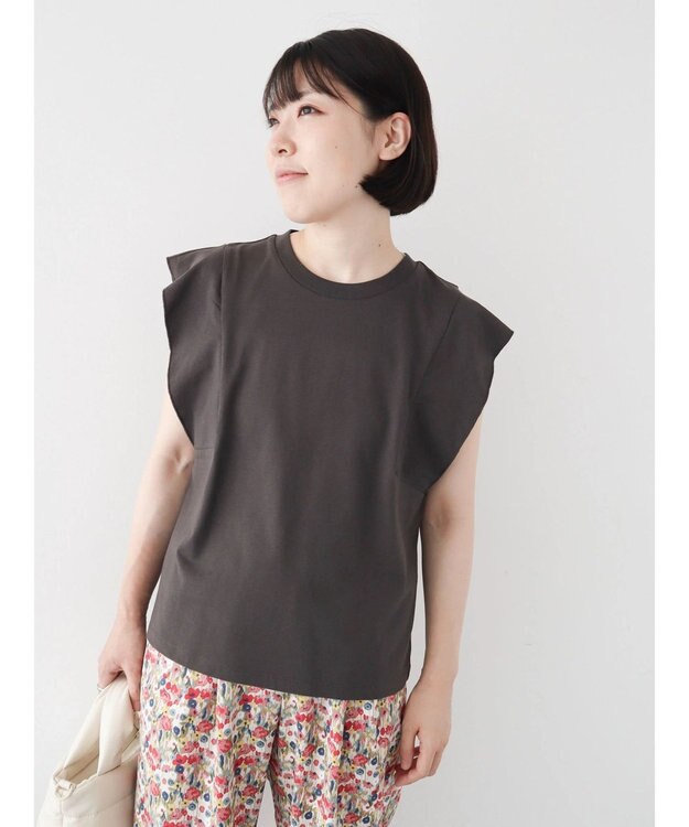 Green Parks ・ＳＵＧＡＲ　ＳＰＯＯＮ【ＣＯＯＬ】フレンチスリーブＴＥＥ Charcoal Gray