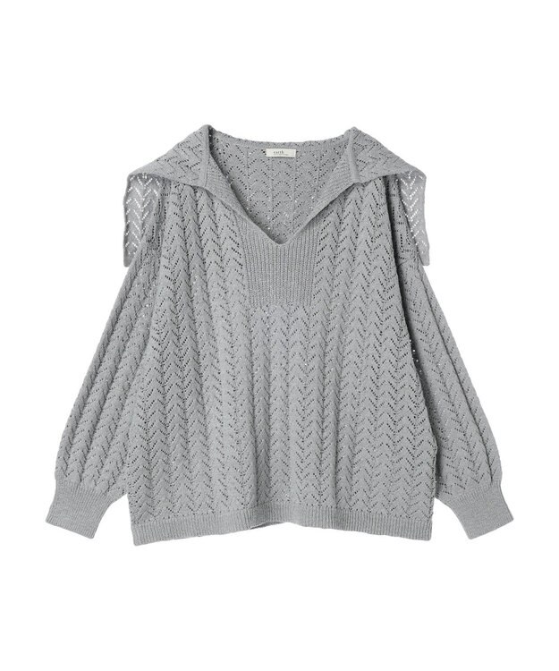 earth music&ecology ビッグカラーニットプルオーバー Light Gray