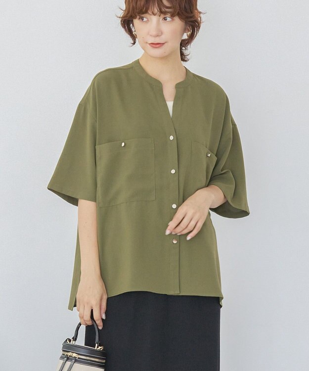 AMERICAN HOLIC 【WEB限定】ミリタリーWポケットスキッパーシャツ Khaki