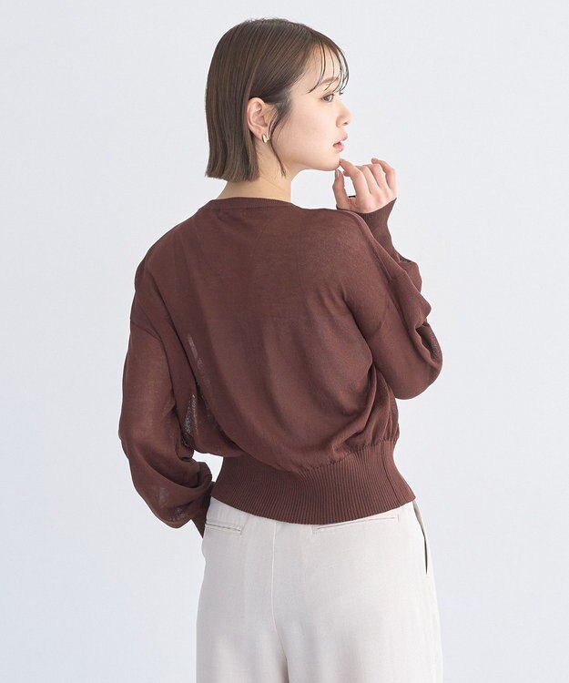 earth music&ecology ボタンアソートクルーネックカーディガン Brown