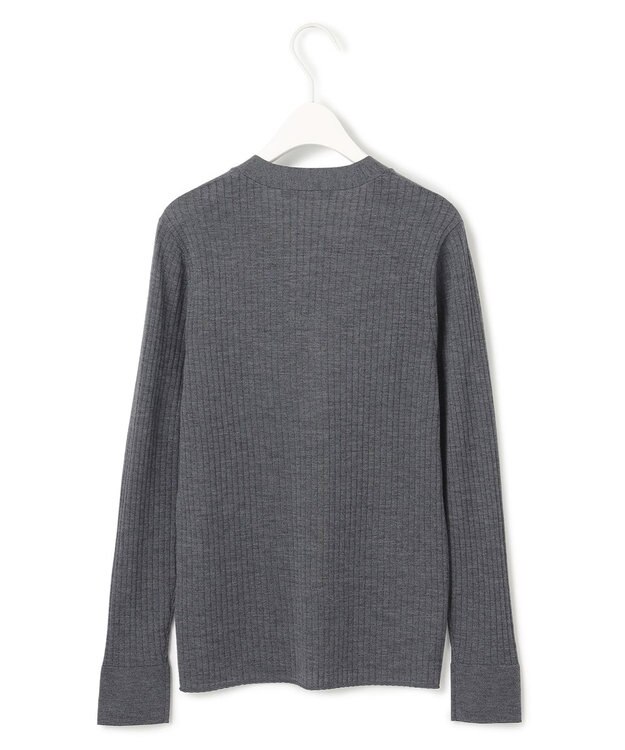 ICB 【洗える】エクストラファインメリノリブ ヘンリーネック プルオーバー ミディアムグレー系